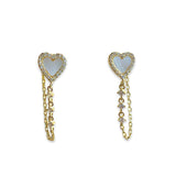 Heart Mother of Pearl Chain Studs