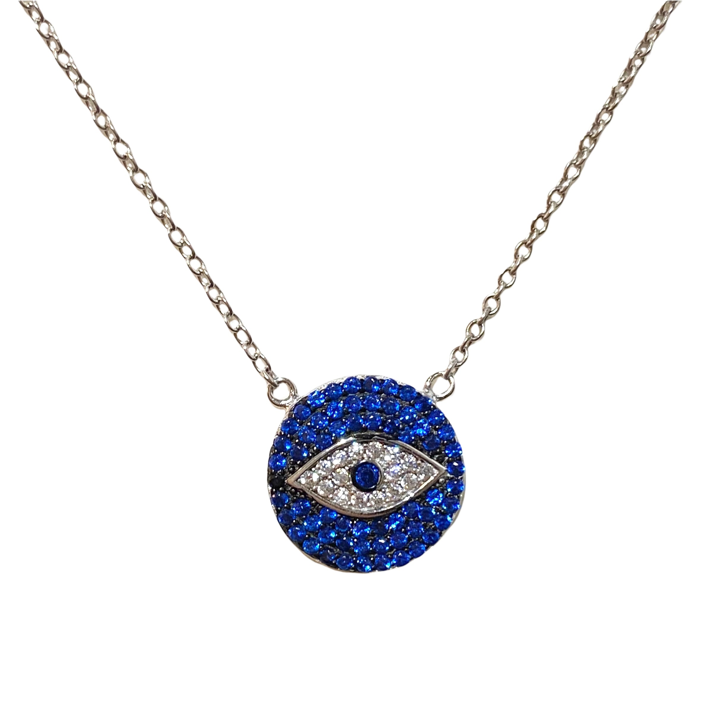Evil Eye Sparkle Disc Necklace