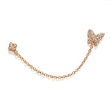 Butterfly Double Chain Stud Earrings