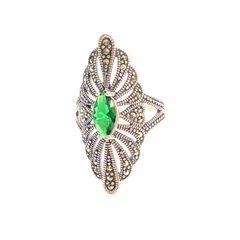 Noellery Emerald Marcasite Statement Ring