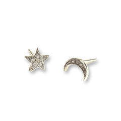 Luna Sparkle Moon Star Studs