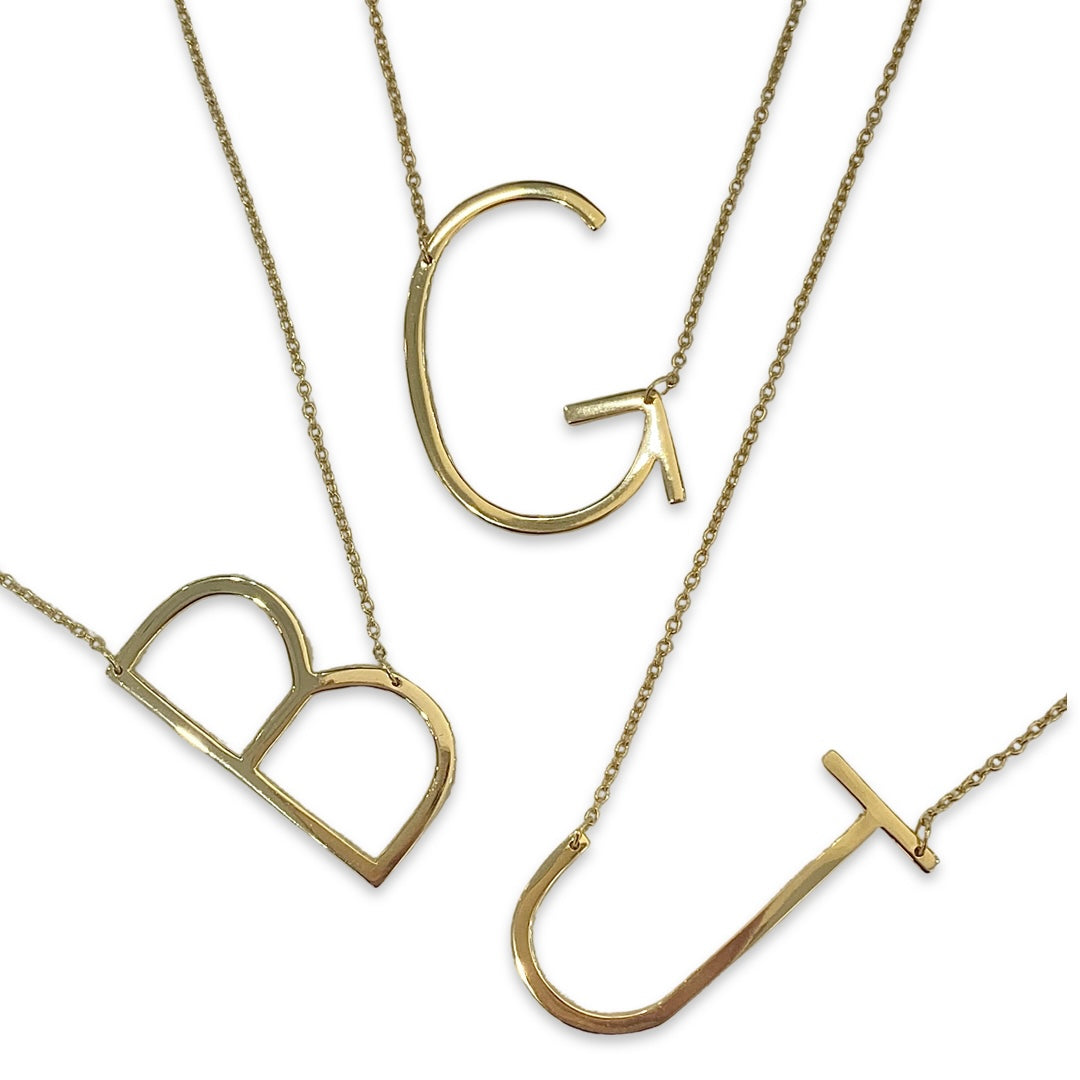 Anthropologie Silver Monogram Chain Necklace