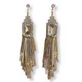 Krista Emerald Cut Chandelier Statement Earrings