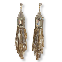 Krista Emerald Cut Chandelier Statement Earrings