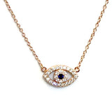 Evil Eye Sapphire Puff Necklace