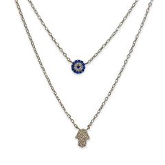 Layered Evil Eye Hamsa Necklace