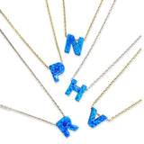 Initial Blue Opal Necklace