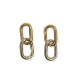 Chain Link Two Tone Drop Earrings
