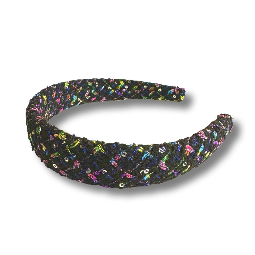 Noellery Black Puff Tweed Headband