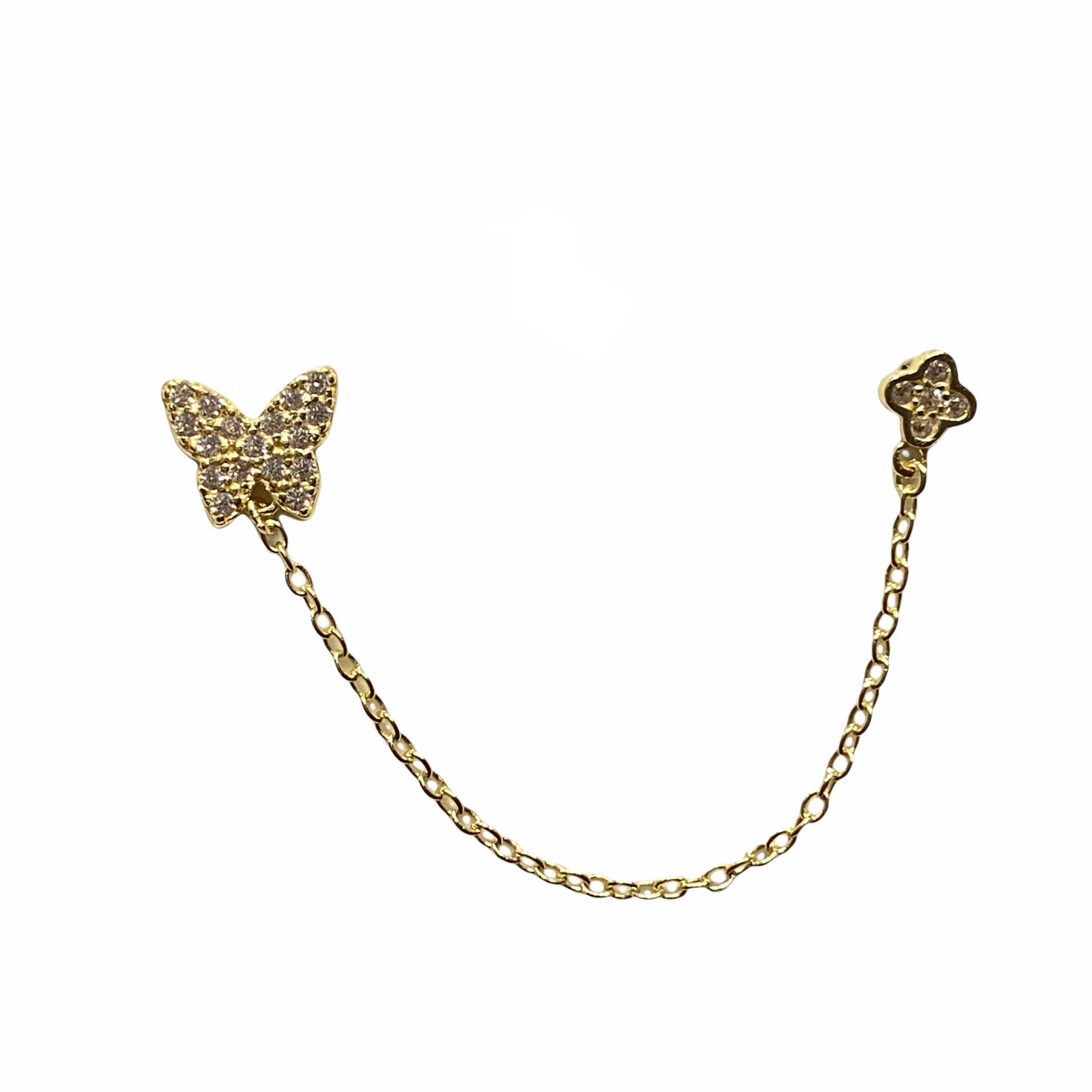 Butterfly Double Chain Stud Earrings