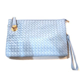 Michelle Buckle Basket Woven Clutch Crossbody Handbag