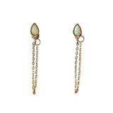 Opaline Teardrop White Opal Chain Studs