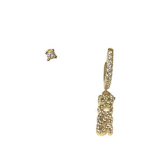 Noellery Gold Boss Huggie Clear Stud Set