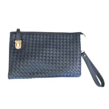 Michelle Buckle Basket Woven Clutch Crossbody Handbag