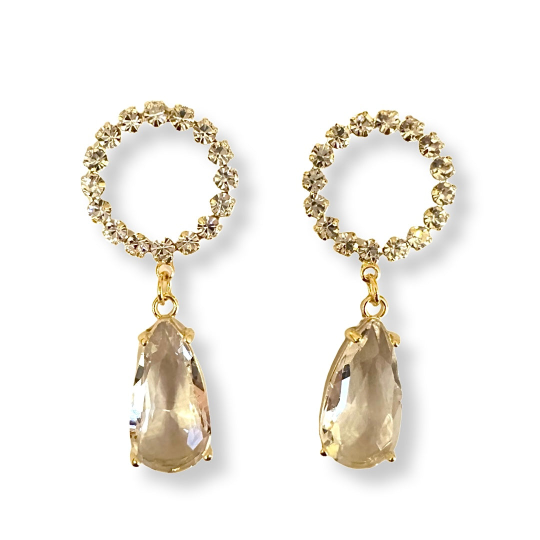 Krista Circle Teardrop Gemstone Statement Earrings