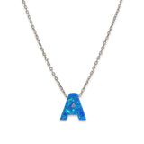 Initial Blue Opal Necklace