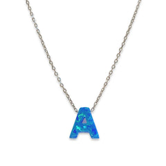 Initial Blue Opal Necklace