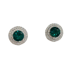 Adriene Round Birthstone Double Halo Studs