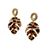 Leopard Tortoise Leaf Earrings
