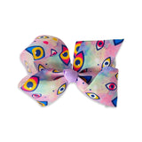 Evil Eye Ribbon Hair Bow Clip