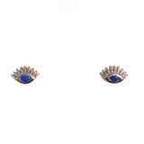 Sterling Silver Evil Eye Sapphire Lash Stud Earrings