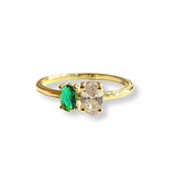Geovana Oval Emerald Duo Gemstone Ring