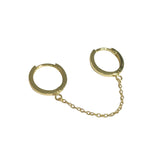 Double Huggie Plain Chain Earrings