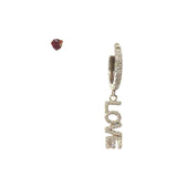 Noellery Silver Love Huggie Garnet Stud Set