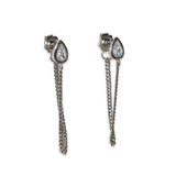 Amy Birthstone Teardrop Bezel Chain Earrings