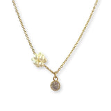 Pearl Cluster Birthstone Bezel Necklace