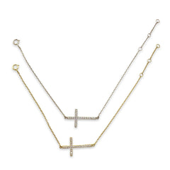Sideways Cross Large Sparkle Bracelet
