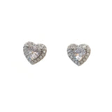 Bezel Halo Heart Stud