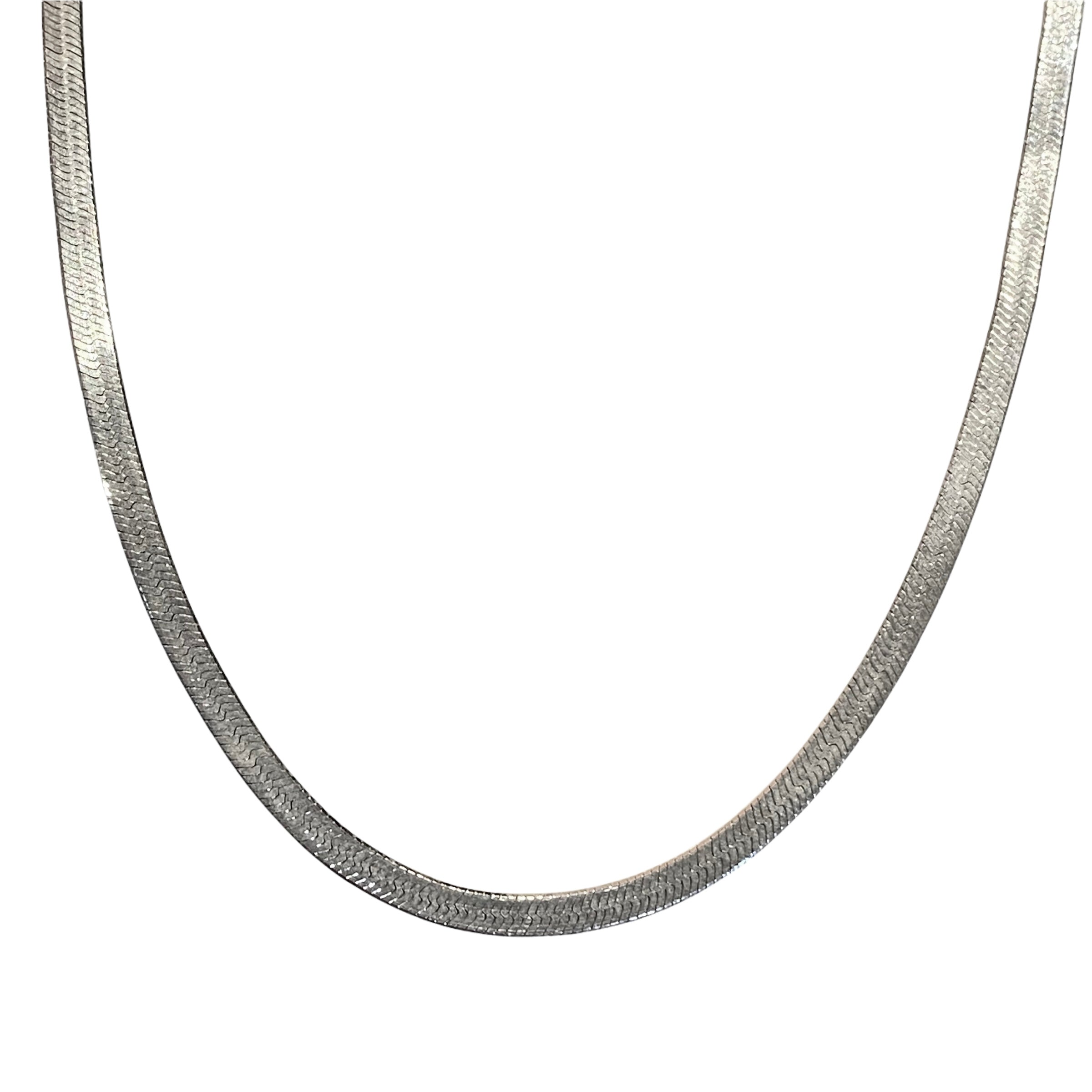 Sterling Silver Herringbone Flat Chain Choker