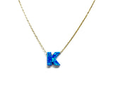 Initial Blue Opal Necklace